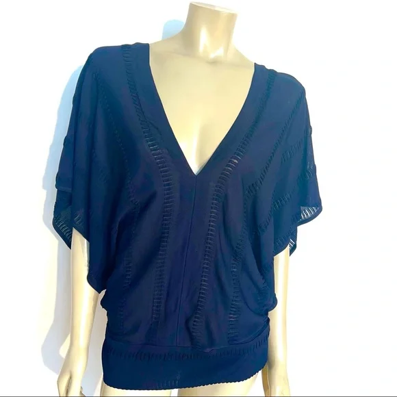 Vintage ROMAN KEFLAY Navy Blue Top - Picture 1 of 11